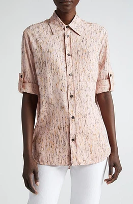 Bottega Veneta Textured Button-Up Shirt Pink/Yellow/Black at Nordstrom, Us