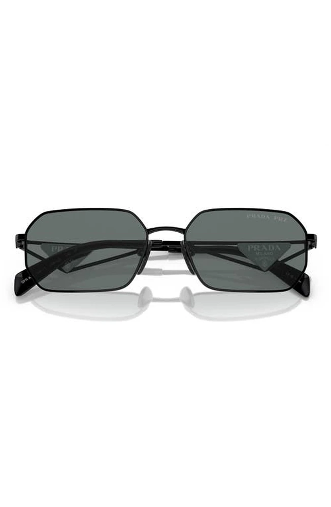 Prada 58mm Polarized Rectangular Sunglasses in Black at Nordstrom