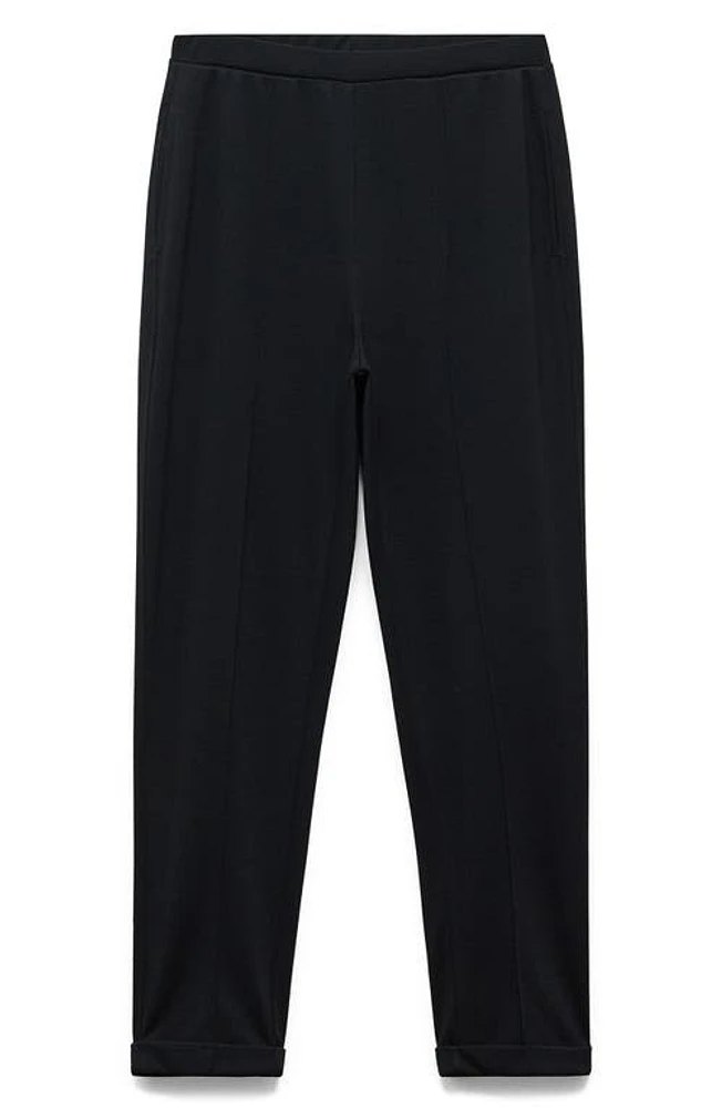 MANGO Cuffed Hem Joggers Black at Nordstrom,