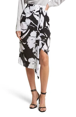 Michael Kors Collection Brushstroke Floral Draped Panel Silk Crepe de Chine Skirt 111 Bold Optic at Nordstrom,