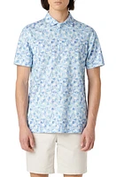 Bugatchi Victor OoohCotton Palm Tree Print Polo Azure at Nordstrom,