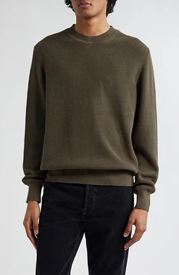 Sunspel Cotton Waffle Stitch Crewneck Sweater Khaki at Nordstrom,