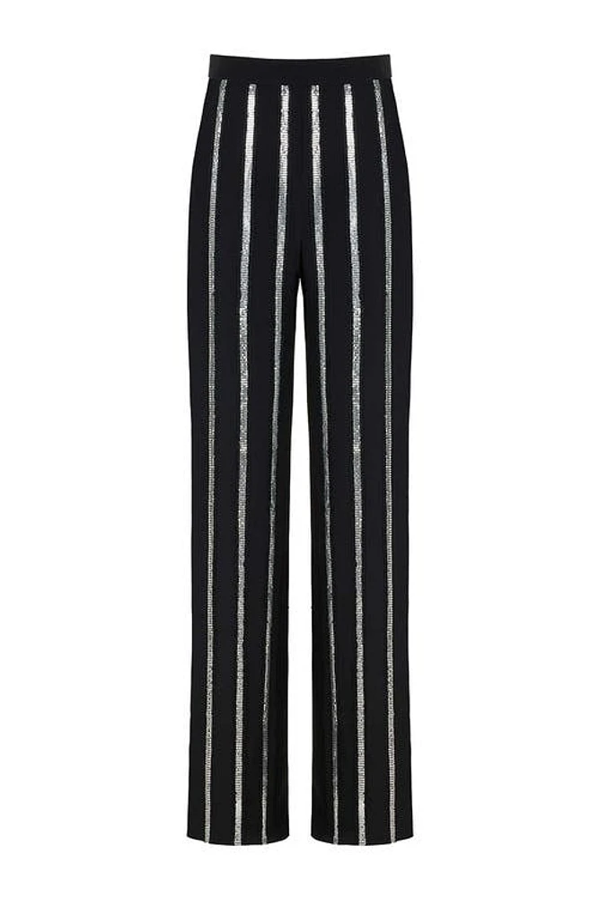 Nocturne Metallic Striped Pants in Black at Nordstrom