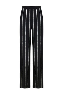 Nocturne Metallic Striped Pants in Black at Nordstrom