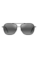 Maui Jim Mano 57mm Polarized Aviator Sunglasses in Black With Silver at Nordstrom