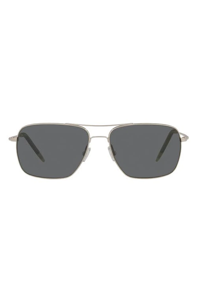 Oliver Peoples Clifton 58mm Polarized Rectangular Sunglasses in Slv Mirror at Nordstrom