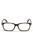 TOM FORD 51mm Rectangular Blue Light Blocking Glasses in Shiny Black /Gradient Smoke at Nordstrom