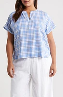 caslon(r) Short Sleeve Linen Blend Popover Top at Nordstrom,