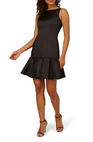 Adrianna Papell Flounce Hem Mikado Cocktail Dress Black at Nordstrom,