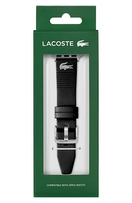 Lacoste Striping Leather Apple Watch Watchband in Black at Nordstrom, Size 42Mm