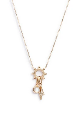 Anzie Dew Drop Mini Charm Cluster Necklace in Moonstone at Nordstrom, Size 17