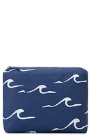 Aloha Collection Small Water Resistant Tyvek Zip Pouch in White On Navy at Nordstrom