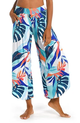 La Blanca Coastal Palms Knit Cover-Up Palazzo Pants in Ice Blue at Nordstrom, Size X-Large