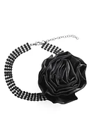 MANGO Maxi Flower Choker Necklace in Black at Nordstrom