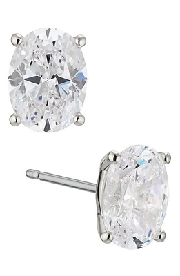 Nadri Modern Luv Large Oval Cubic Zirconia Stud Earrings in Rhodium at Nordstrom