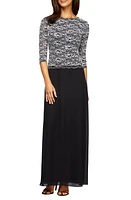 Alex Evenings Mock Two-Piece A-Line Gown Black/White at Nordstrom