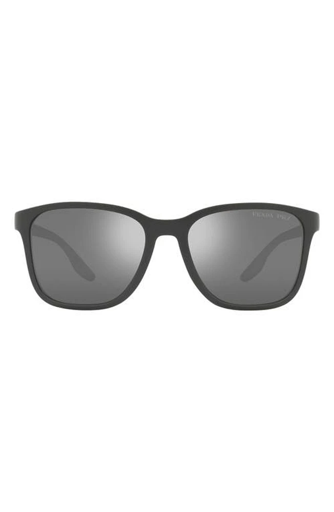 PRADA SPORT 57mm Polarized Sunglasses in Grey Rubber/dark Grey Sivler at Nordstrom