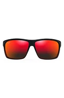 Maui Jim Alenuihaha 64mm Polarized Sport Sunglasses in Burgundy Stripe/Hawaii Lava at Nordstrom