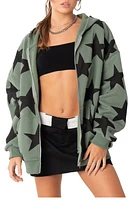 EDIKTED Star at Me Oversize Hoodie Olive Nordstrom,