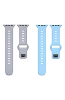 The Posh Tech Assorted 2-Pack Silicone Apple Watch Watchbands in Grey/light Blue at Nordstrom