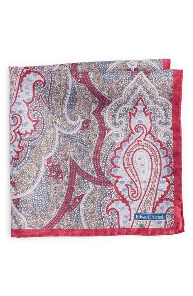 EDWARD ARMAH Floral Silk Pocket Square in Beige at Nordstrom