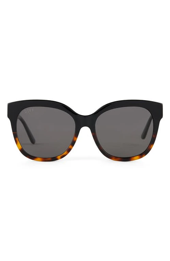 DIFF Maya 56mm Polarized Round Sunglasses in Black Multi at Nordstrom