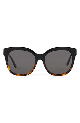 DIFF Maya 56mm Polarized Round Sunglasses in Black Multi at Nordstrom