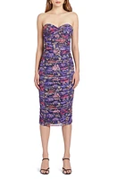 Amanda Uprichard Floral Strapless Mesh Body-Con Cocktail Dress Araceli at Nordstrom,