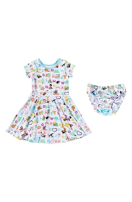 Coco Moon Kine ABCs T-Shirt Dress & Bloomers in Blue at Nordstrom, Size 12-18M