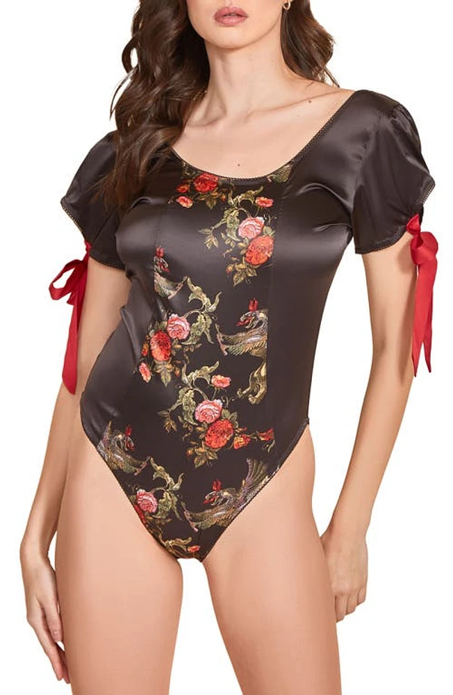 Hauty Printed Satin Teddy Red-Black at Nordstrom,