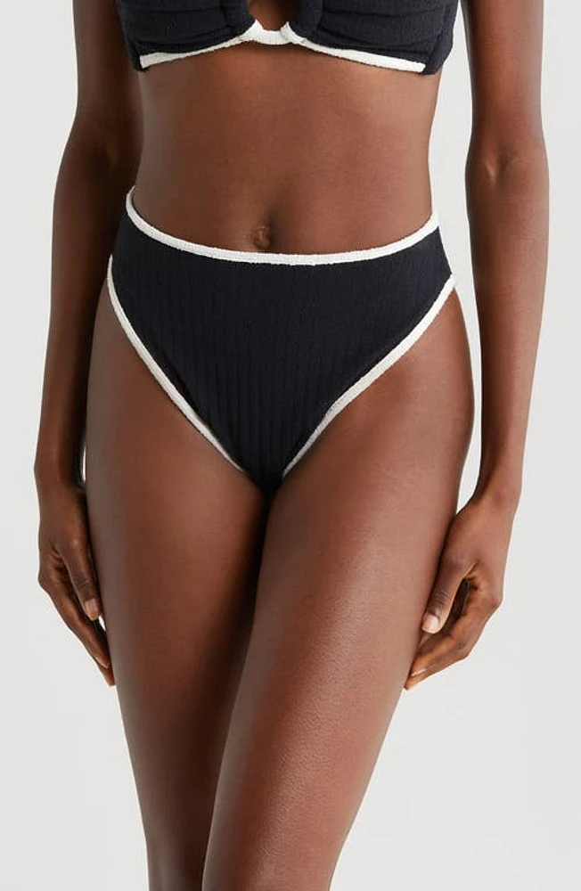 MONTCE Paula Bikini Bottoms Black Terry Rib Cream Binded at Nordstrom,