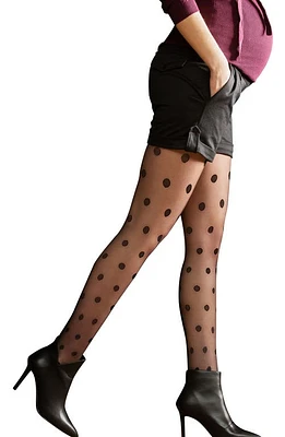 Cache Coeur Confetti 20 Denier Maternity Tights Black at Nordstrom,