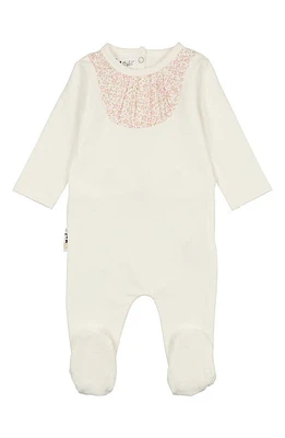 Manière Pleated Bib Footie White Pink at Nordstrom,