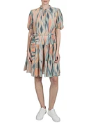 Julia Jordan Abstract Print Crinkle Chiffon Shift Dress Beige Multi at Nordstrom,