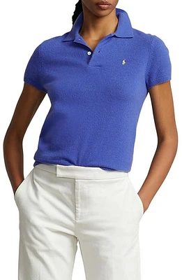 Polo Ralph Lauren Short Sleeve Cashmere Polo Sweater in Hunter Navy at Nordstrom, Size X-Large