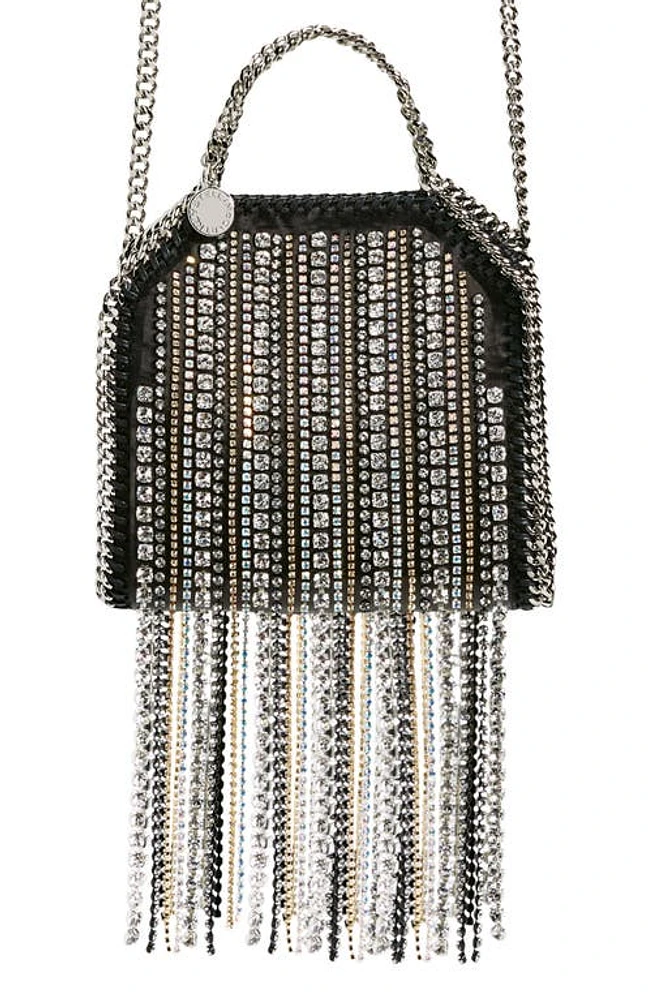 Stella McCartney Tiny Falabella Crystal Fringe Tote in 1000 Black at Nordstrom