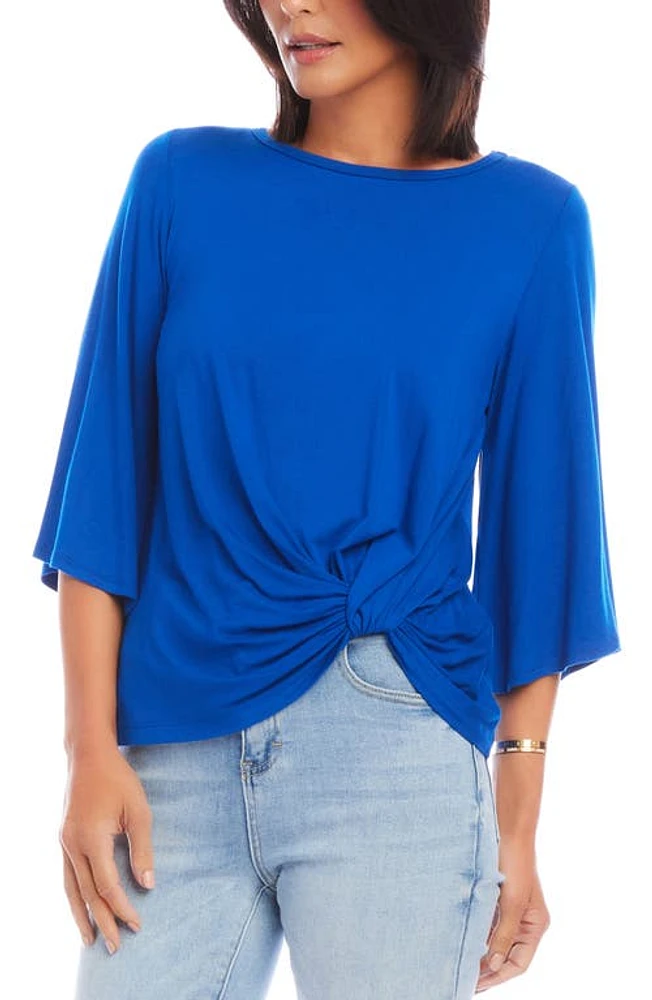 Karen Kane Twist Front Flare Sleeve Jersey Top in Sapphire Blue at Nordstrom, Size X-Large