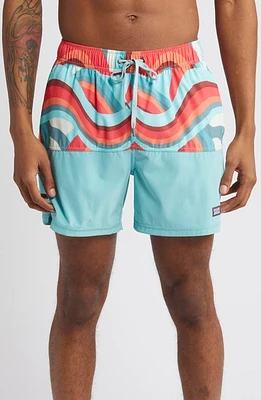 SAXX Oh Buoy 2-in-1 Volley Hybrid Swim Trunks Giant Wave/Sea Foam at Nordstrom,