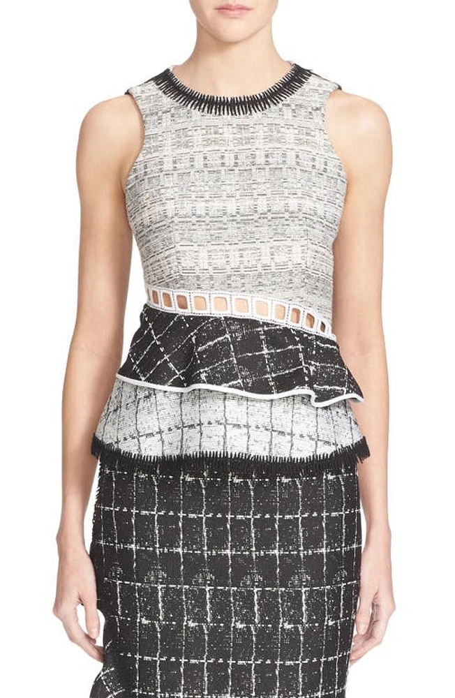 Jonathan Simkhai Open Back Ruffle Top in White/Black at Nordstrom, Size 2