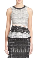 Jonathan Simkhai Open Back Ruffle Top in White/Black at Nordstrom, Size 2