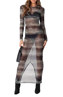 EDIKTED Mindful Sheer Long Sleeve Mesh Maxi Dress Mix at Nordstrom,