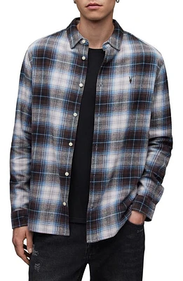 AllSaints Valens Plaid Button-Up Shirt Off White at Nordstrom, R