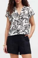 Madewell Boxy Cap Sleeve Linen Button-Up Shirt Lighthouse at Nordstrom,