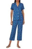 Lauren Ralph Floral Cotton Blend Crop Pajamas Navy Print at Nordstrom,