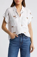 Rails Cito Cheetah Print Short Sleeve Linen Blend Button-Up Shirt Safari at Nordstrom,