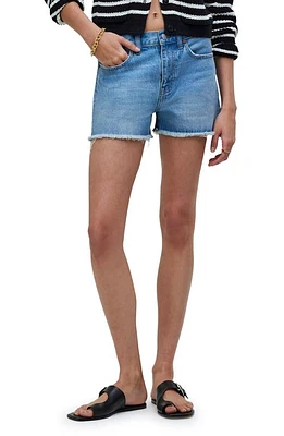 Madewell Frayed Relaxed Mid Length Denim Shorts in Bonavie Wash at Nordstrom, Size 23