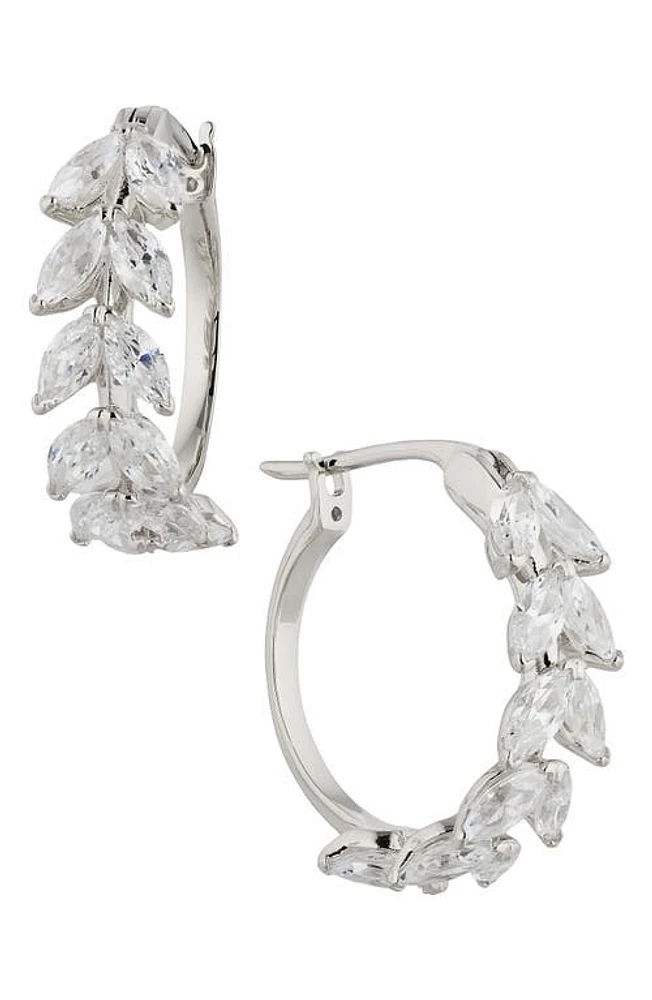 Nadri Wild Flower Vine Crystal Hoop Earrings in Rhodium at Nordstrom