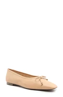 Schutz Arissa Square Toe Ballet Flat Honey Beige Leather at Nordstrom,