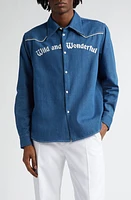 STOCKHOLM SURFBOARD CLUB Prince Denim Snap-Up Shirt Blue at Nordstrom,