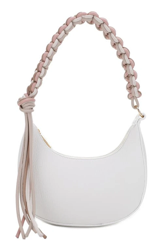 Mali + Lili Leilani Vegan Leather Baguette Shoulder Bag in White at Nordstrom